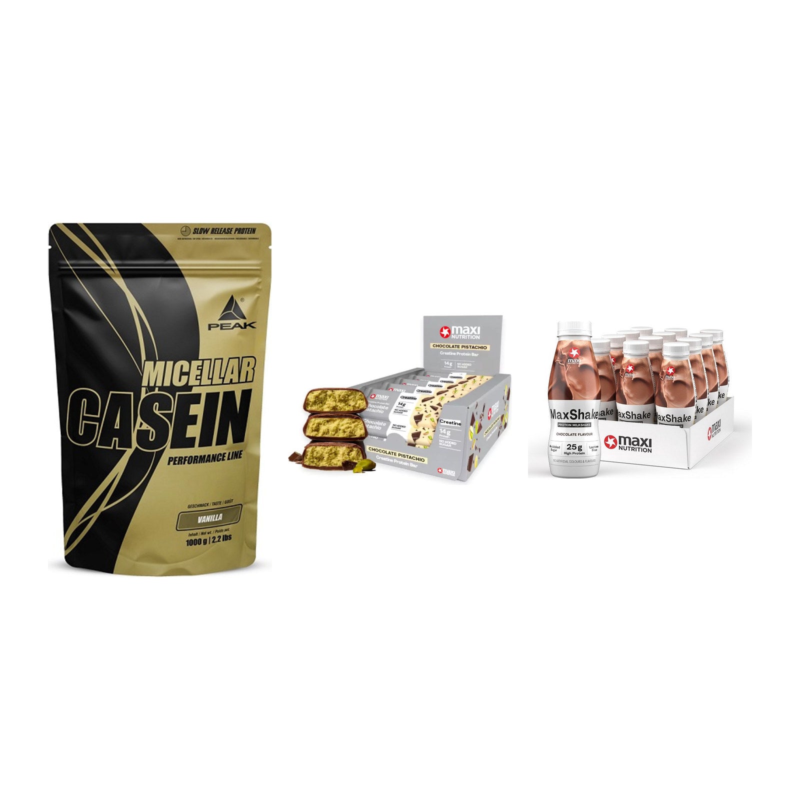 Schokolade Geschmacks-Trio: Peak Micellar Casein + 2 weitere – alle enthaltenen Artikel