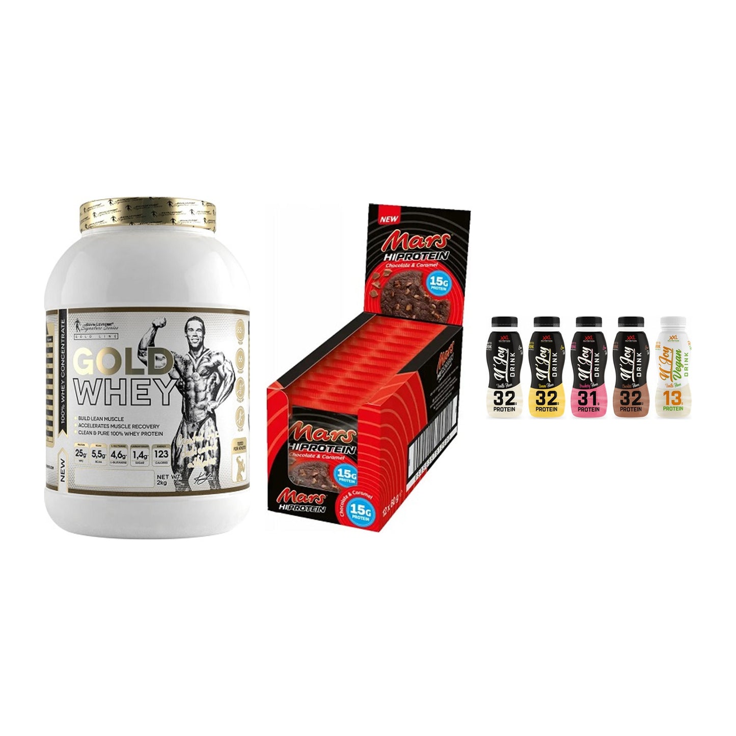 Schokolade Geschmacks-Trio: Kevin Levrone + 3× Mars High + 1 weitere – alle enthaltenen Artikel