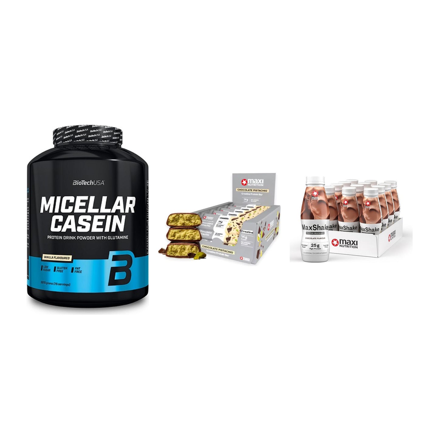 Schokolade Geschmacks-Trio: BioTech + 3× MaxiNutrition + 1 weitere – alle enthaltenen Artikel
