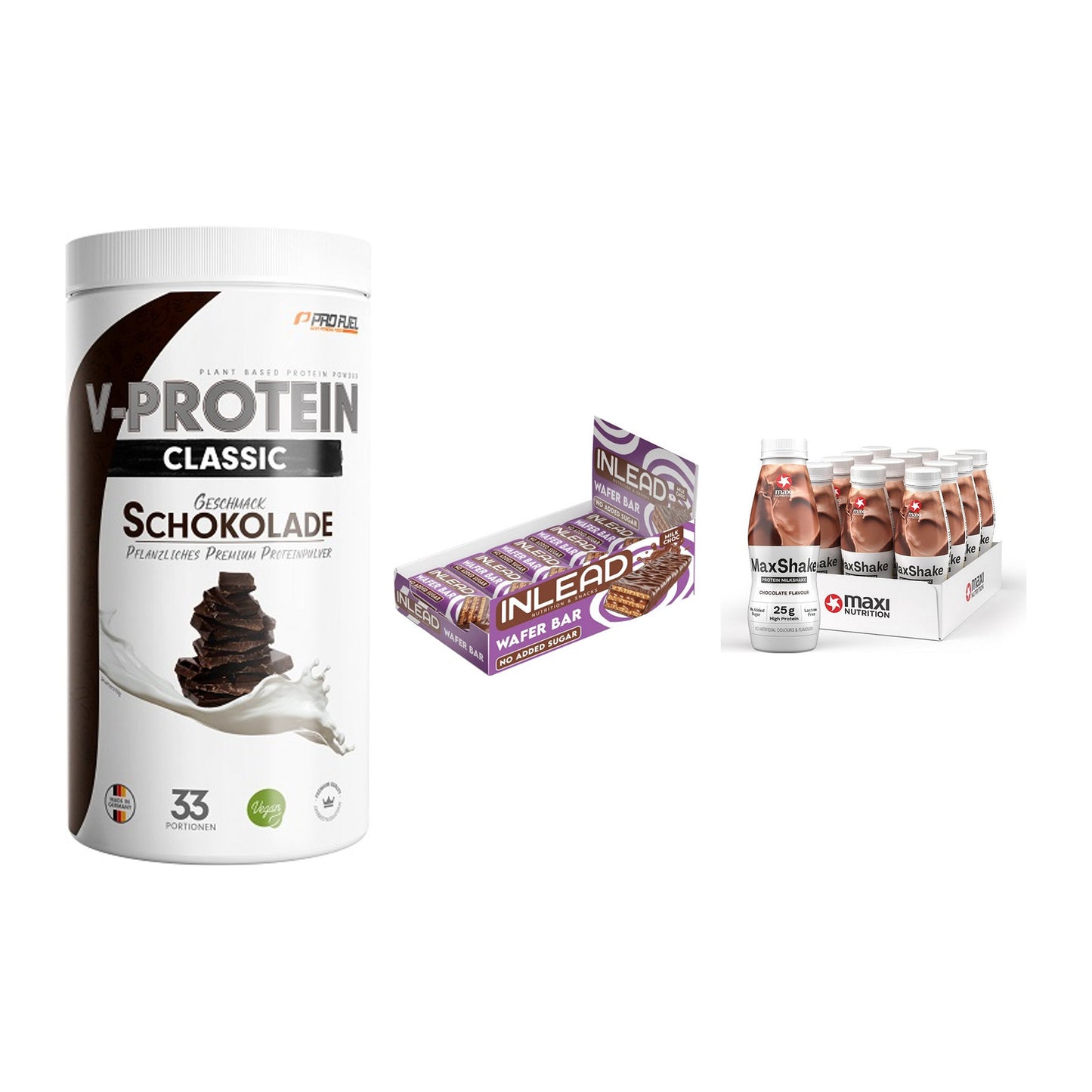 Schokolade Geschmacks-Trio: ProFuel VEGAN PROTEIN + 2 weitere – alle enthaltenen Artikel