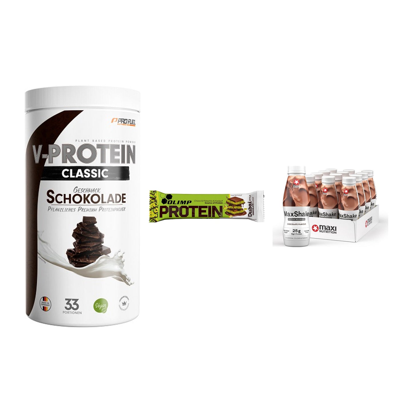Schokolade Geschmacks-Trio: ProFuel VEGAN PROTEIN + 2 weitere – alle enthaltenen Artikel