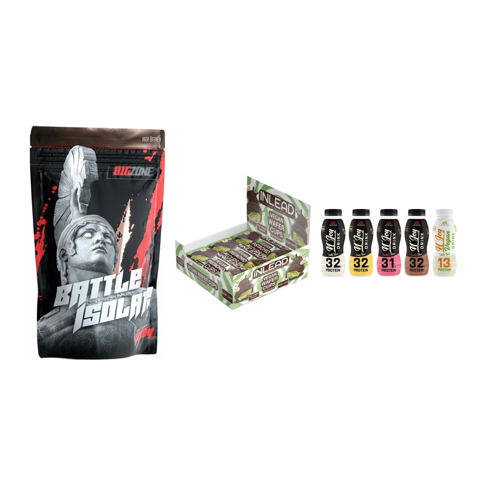Schokolade Geschmacks-Trio: Big Zone + 3× INLEAD Wafer + 1 weitere – alle enthaltenen Artikel