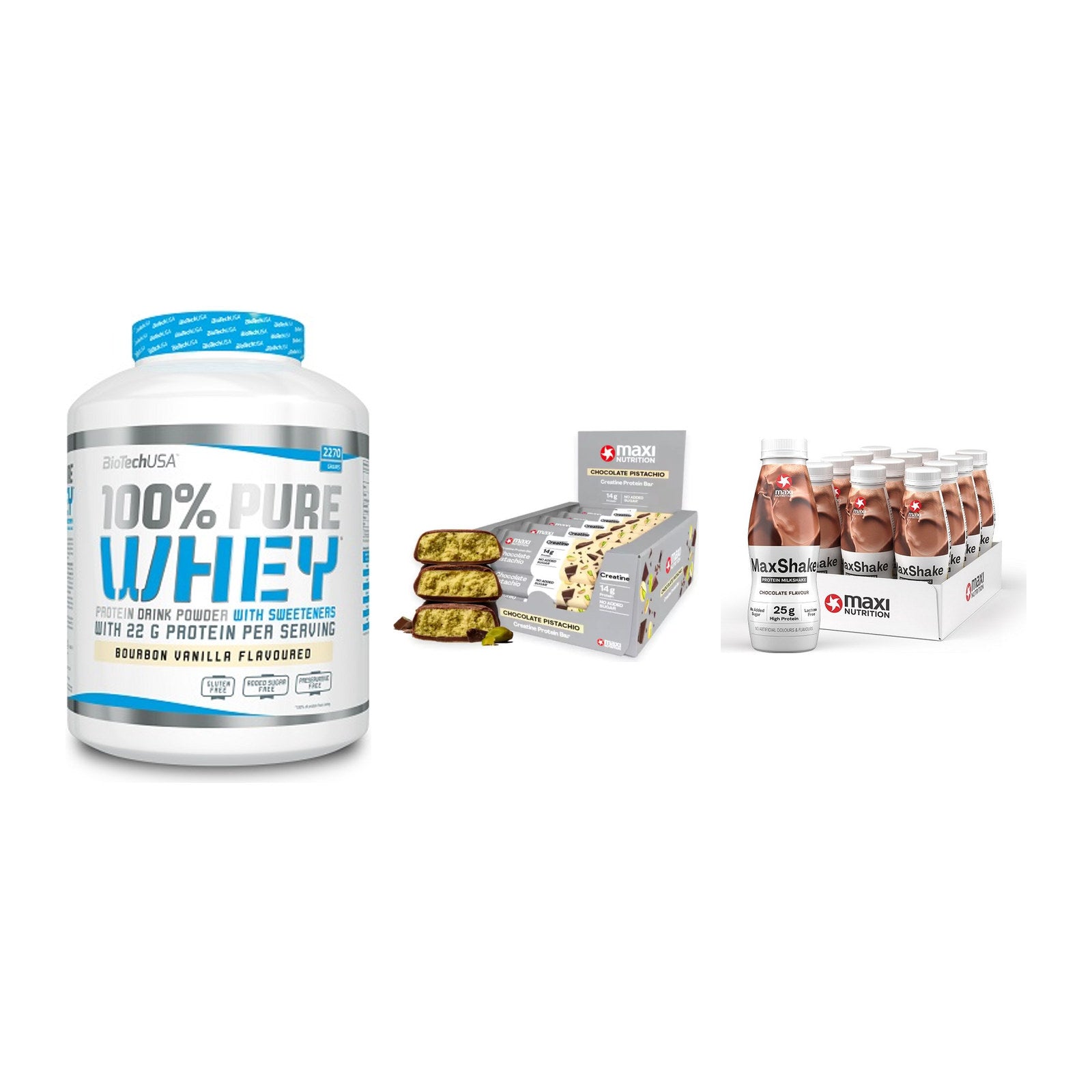 Schokolade Geschmacks-Trio: BioTech 100% Pure Whey + 2 weitere – alle enthaltenen Artikel
