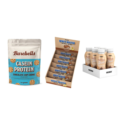 Schokolade Geschmacks-Trio: Barebells + 3× Weider Whey + 1 weitere – alle enthaltenen Artikel