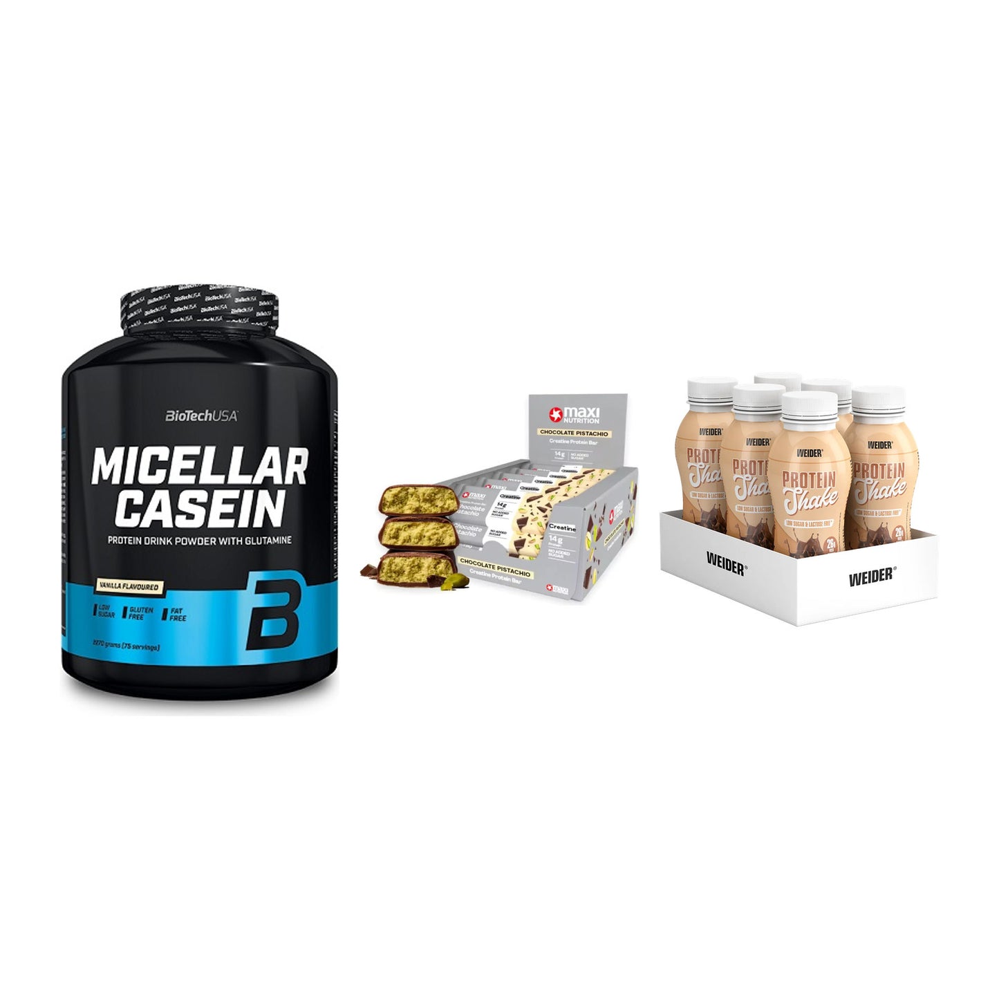 Schokolade Geschmacks-Trio: BioTech + 3× MaxiNutrition + 1 weitere – alle enthaltenen Artikel