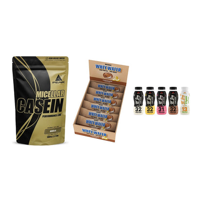 Schokolade Geschmacks-Trio: Peak Micellar + 3× Weider Whey + 1 weitere – alle enthaltenen Artikel