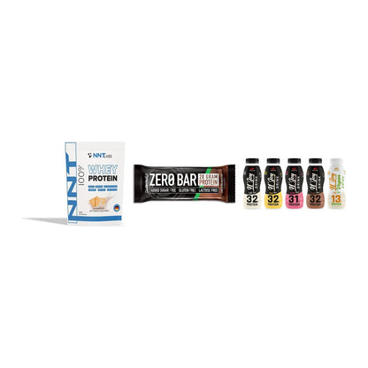 Schokolade Geschmacks-Trio: NNT Whey + 3× BioTech Zero Bar + 1 weitere – alle enthaltenen Artikel