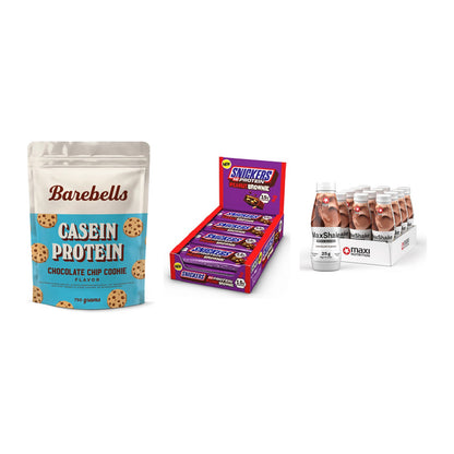 Schokolade Geschmacks-Trio: Barebells + 3× Snickers + 2× MaxiNutritio – alle enthaltenen Artikel