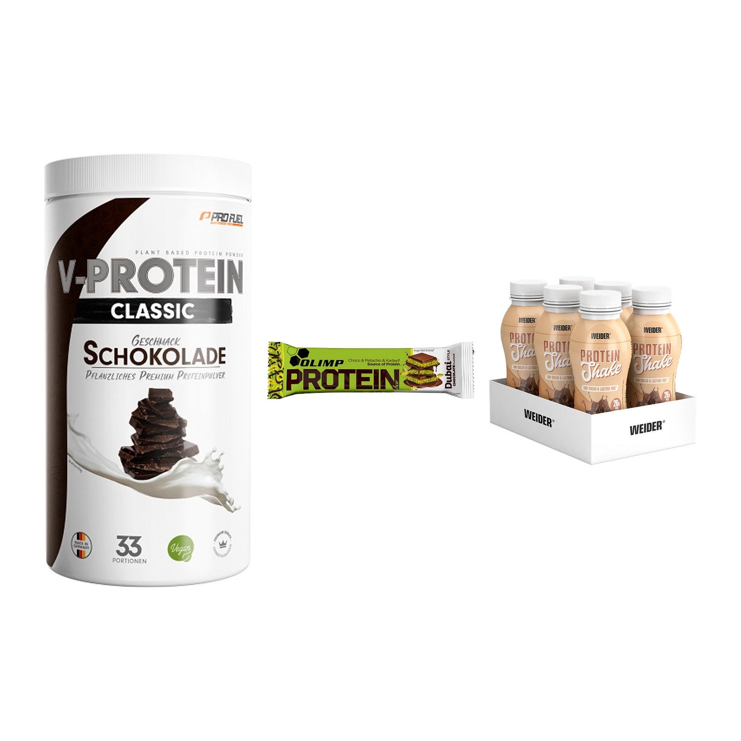 Schokolade Geschmacks-Trio: ProFuel VEGAN PROTEIN + 2 weitere – alle enthaltenen Artikel