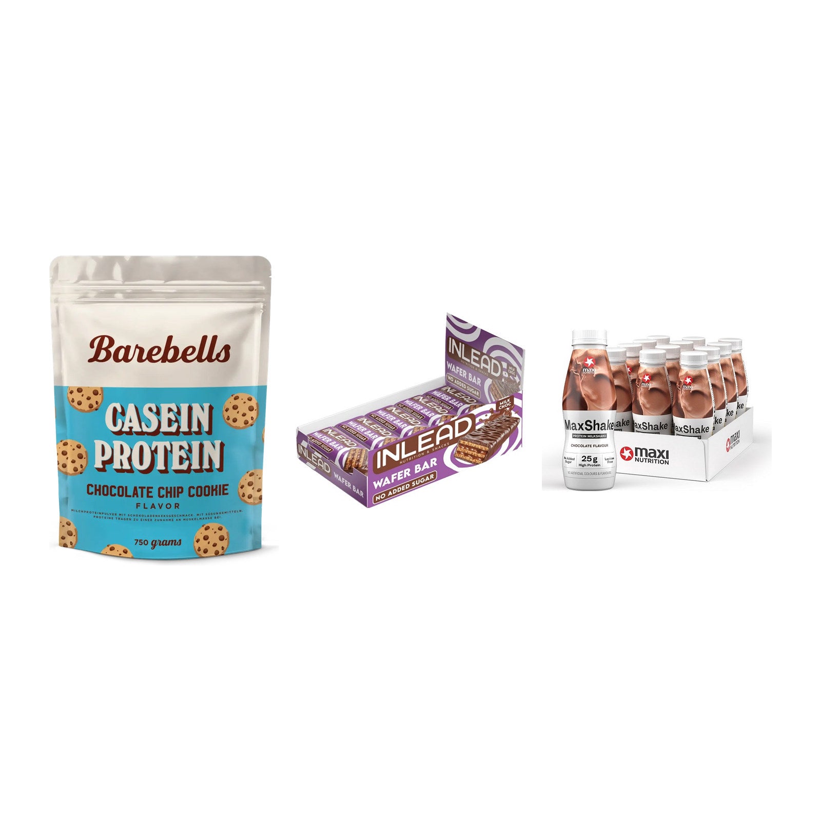 Schokolade Geschmacks-Trio: Barebells + 3× INLEAD Wafer + 1 weitere – alle enthaltenen Artikel