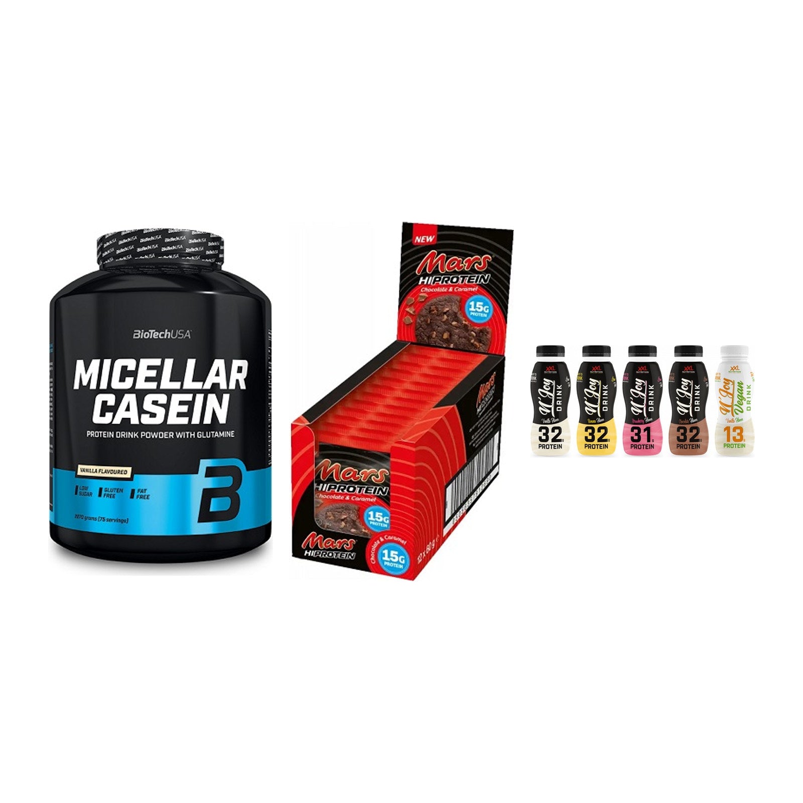 Schokolade Geschmacks-Trio: BioTech + 3× Mars High + 2× XXL Nutritio – alle enthaltenen Artikel