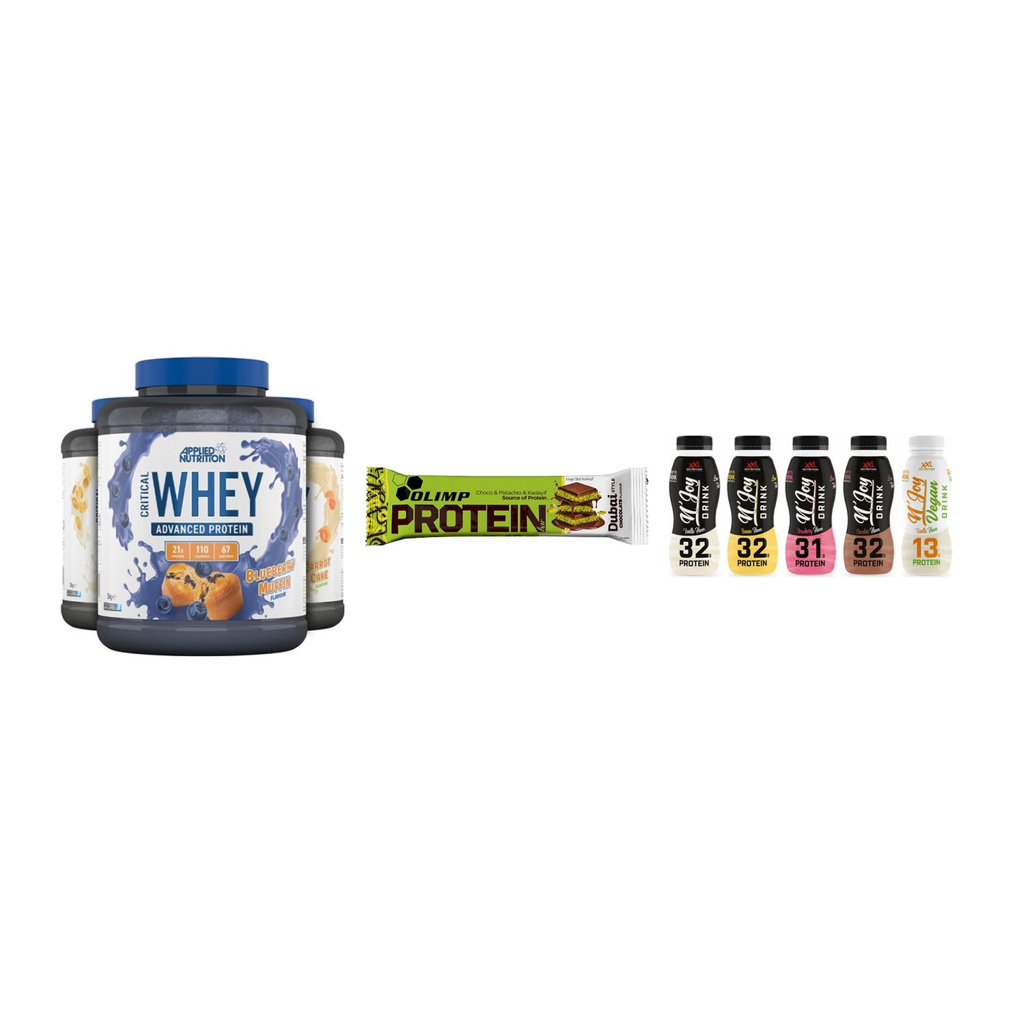 Schokolade Geschmacks-Trio: Applied + 3× Olimp Protein + 1 weitere – alle enthaltenen Artikel