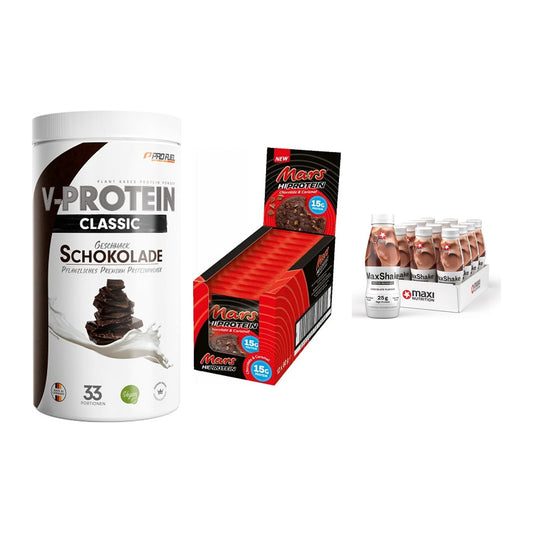 Schokolade Geschmacks-Trio: ProFuel + 3× Mars High + 2× MaxiNutritio – alle enthaltenen Artikel