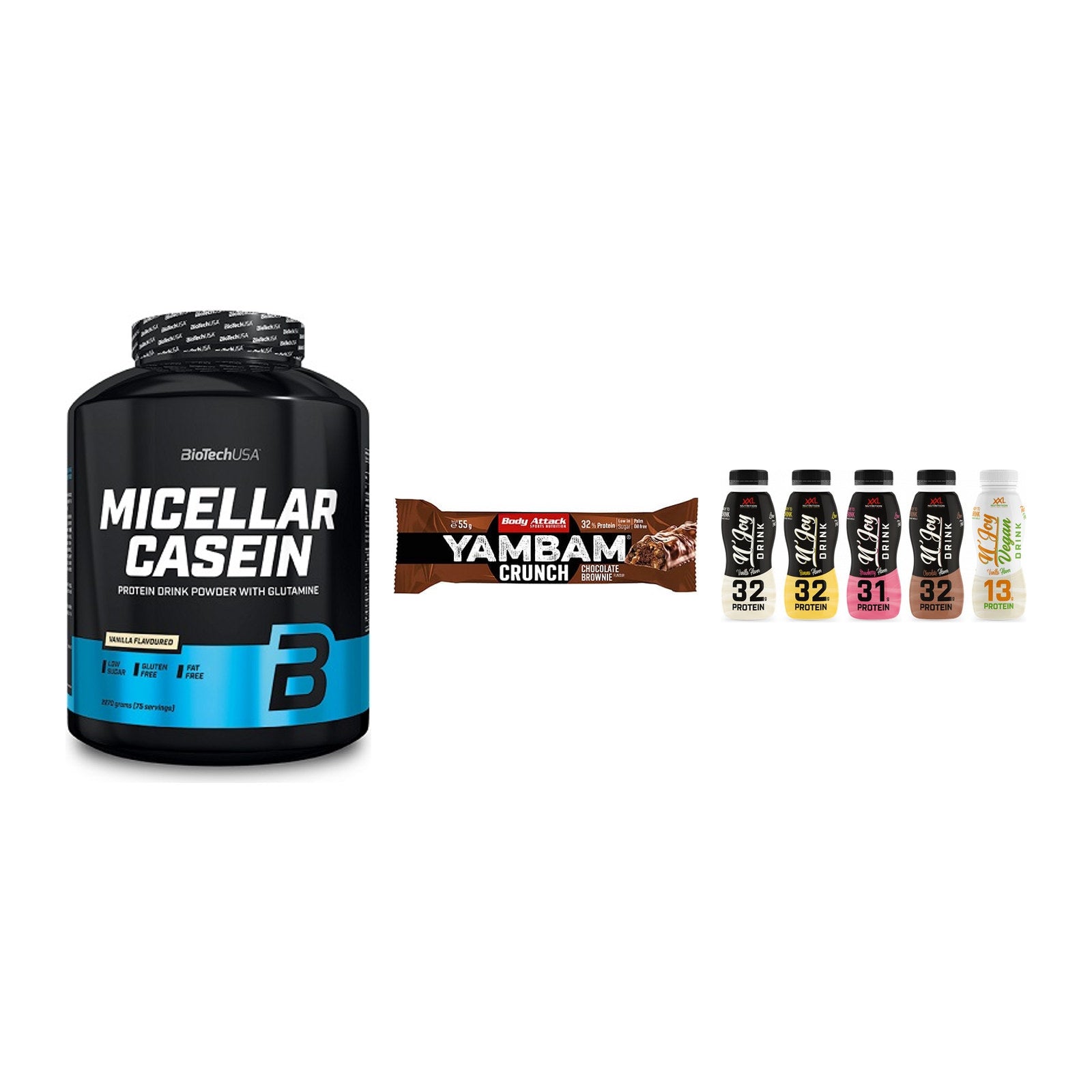 Schokolade Geschmacks-Trio: BioTech + 3× Body Attack + 2× XXL Nutritio – alle enthaltenen Artikel