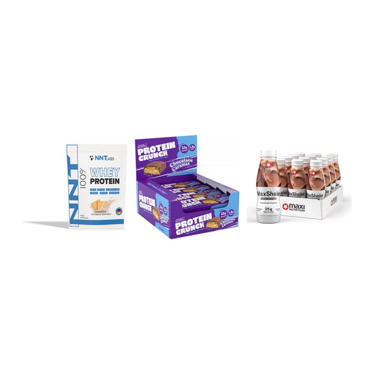 Schokolade Geschmacks-Trio: NNT Whey + 3× Applied + 2× MaxiNutritio – alle enthaltenen Artikel