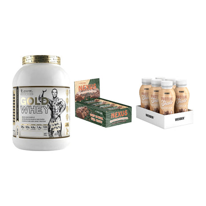 Schokolade Geschmacks-Trio: Kevin Levrone Gold Whey + 2 weitere – alle enthaltenen Artikel