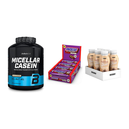 Schokolade Geschmacks-Trio: BioTech + 3× Snickers + 2× Weider PROTE – alle enthaltenen Artikel