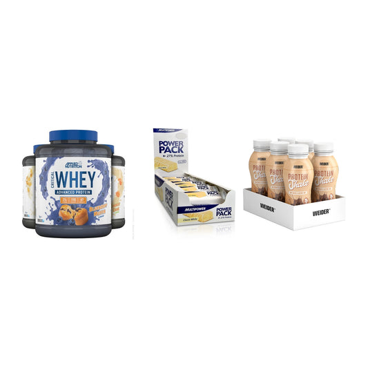 Schokolade Geschmacks-Trio: Applied + 3× Multipower + 2× Weider PROTE – alle enthaltenen Artikel