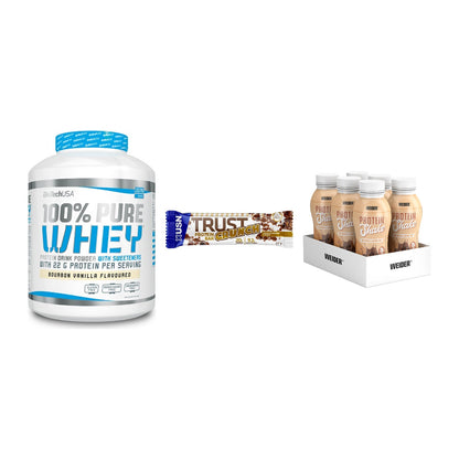 Schokolade Geschmacks-Trio: BioTech 100% + 3× USN TRUST + 1 weitere – alle enthaltenen Artikel