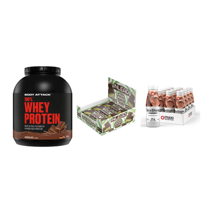 Schokolade Geschmacks-Trio: Body Attack + 3× INLEAD Wafer + 1 weitere – alle enthaltenen Artikel