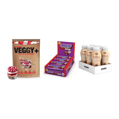 Schokolade Geschmacks-Trio: Sinob VEGGY + 3× Snickers High + 1 weitere – alle enthaltenen Artikel