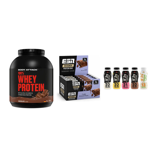 Schokolade Geschmacks-Trio: Body Attack + 3× ESN Designer + 1 weitere – alle enthaltenen Artikel