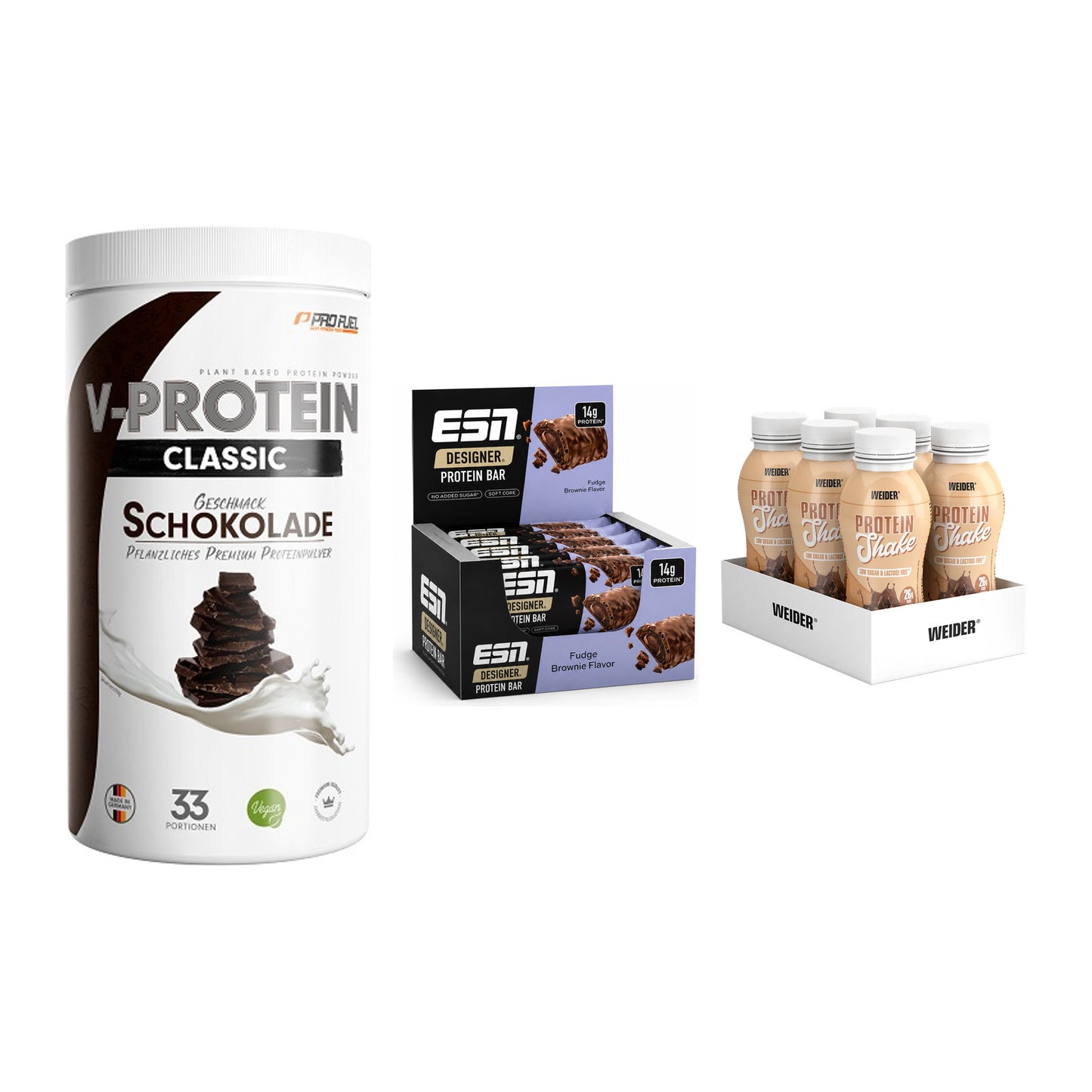 Schokolade Geschmacks-Trio: ProFuel VEGAN PROTEIN + 2 weitere – alle enthaltenen Artikel