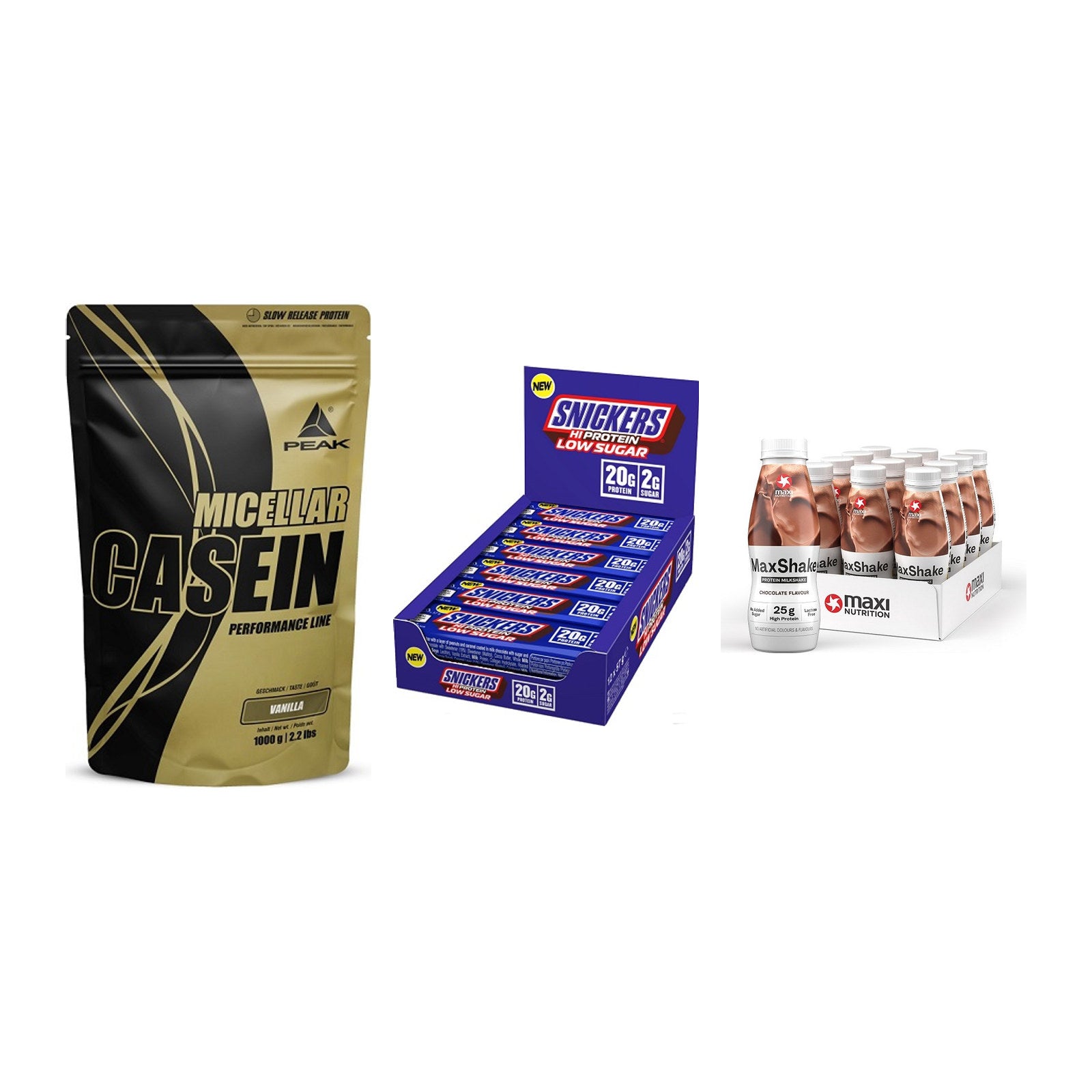 Schokolade Geschmacks-Trio: Peak Micellar Casein + 2 weitere – alle enthaltenen Artikel