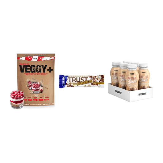 Schokolade Geschmacks-Trio: Sinob VEGGY + 3× USN TRUST + 1 weitere – alle enthaltenen Artikel