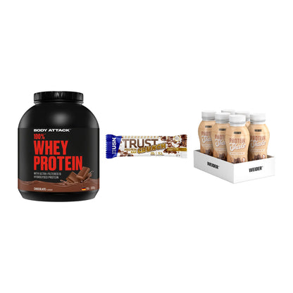 Schokolade Geschmacks-Trio: Body Attack + 3× USN TRUST + 1 weitere – alle enthaltenen Artikel