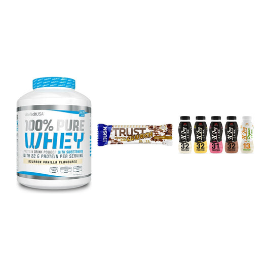 Schokolade Geschmacks-Trio: BioTech 100% + 3× USN TRUST + 1 weitere – alle enthaltenen Artikel