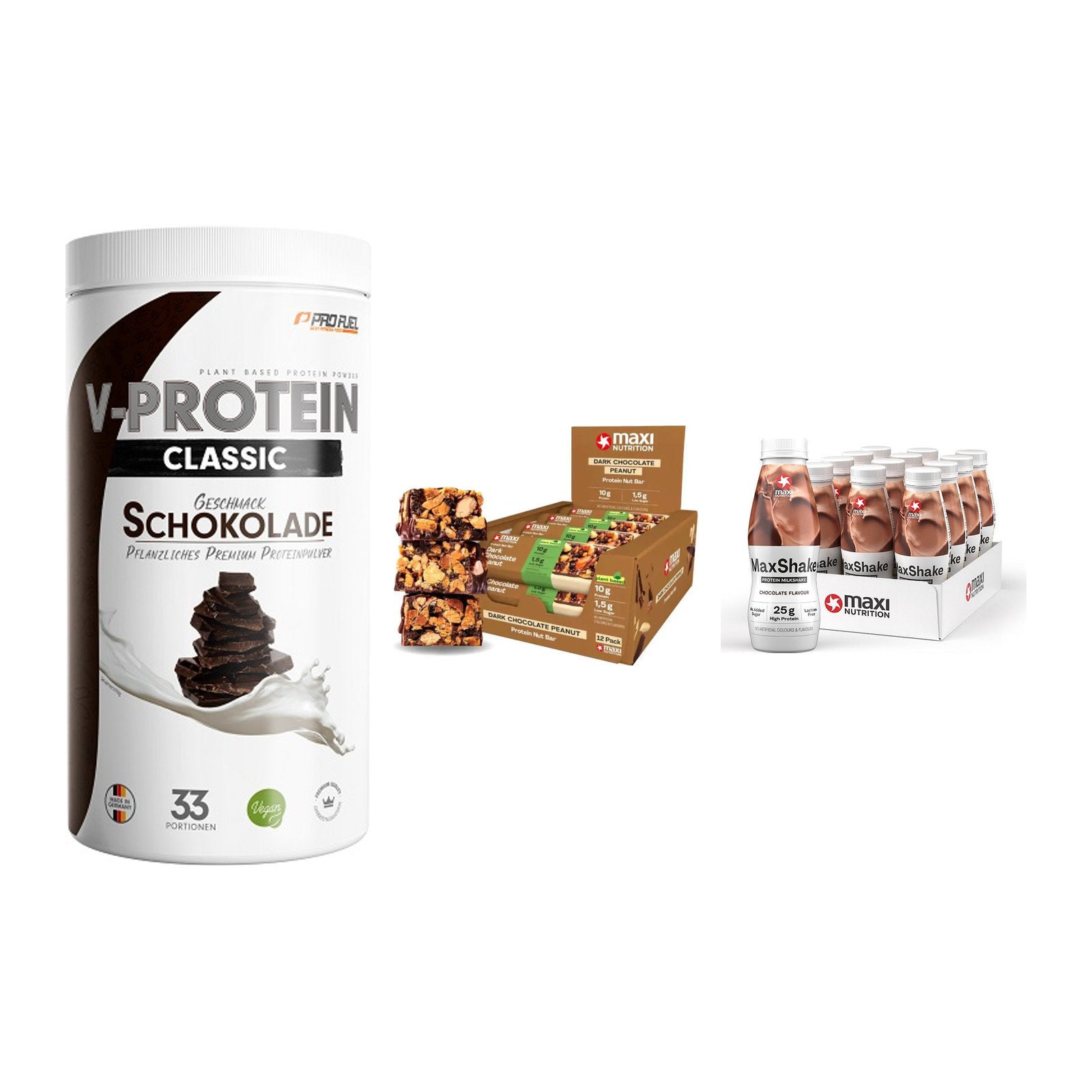 Schokolade Geschmacks-Trio: ProFuel VEGAN PROTEIN + 2 weitere – alle enthaltenen Artikel