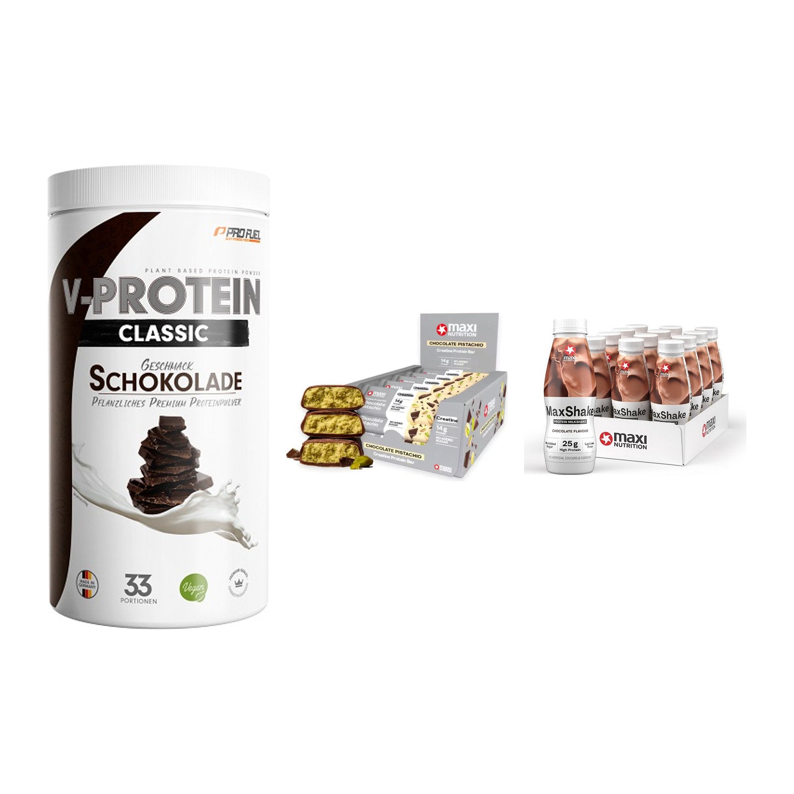 Schokolade Geschmacks-Trio: ProFuel VEGAN PROTEIN + 2 weitere – alle enthaltenen Artikel