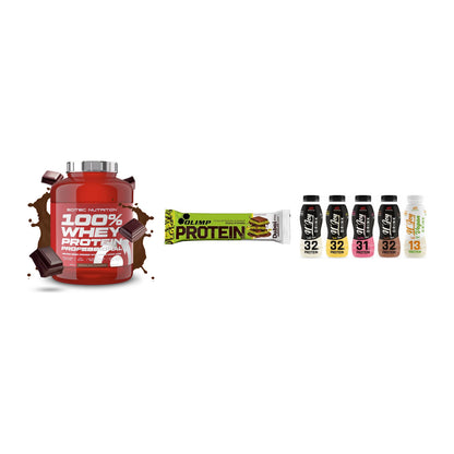 Schokolade Geschmacks-Trio: Scitec 100% + 3× Olimp Protein + 1 weitere – alle enthaltenen Artikel