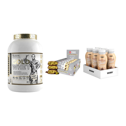 Schokolade Geschmacks-Trio: Kevin Levrone Gold Whey + 2 weitere – alle enthaltenen Artikel