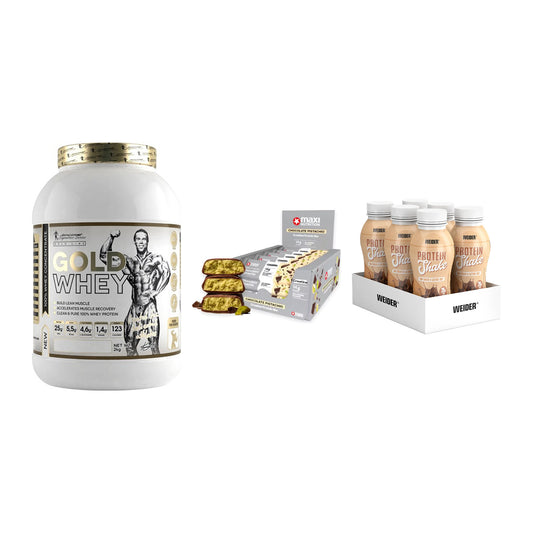 Schokolade Geschmacks-Trio: Kevin Levrone Gold Whey + 2 weitere – alle enthaltenen Artikel