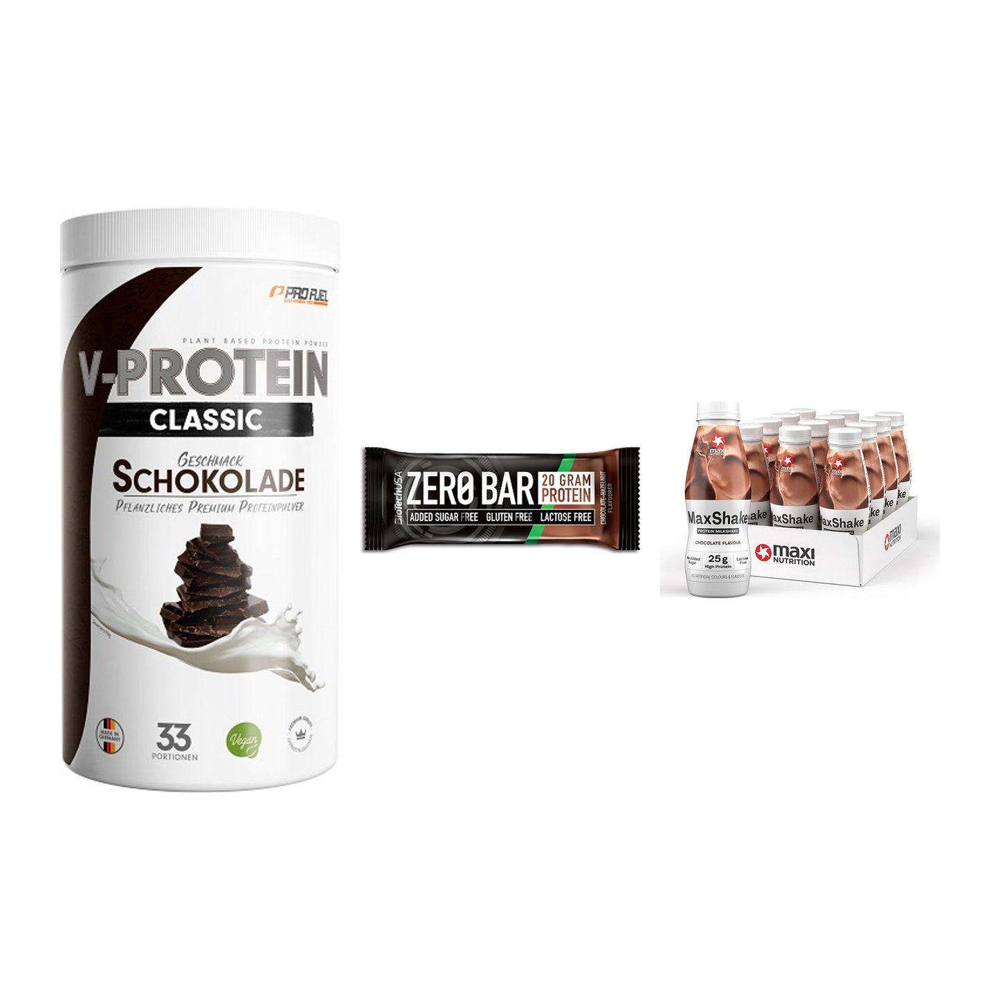 Schokolade Geschmacks-Trio: ProFuel VEGAN PROTEIN + 2 weitere – alle enthaltenen Artikel
