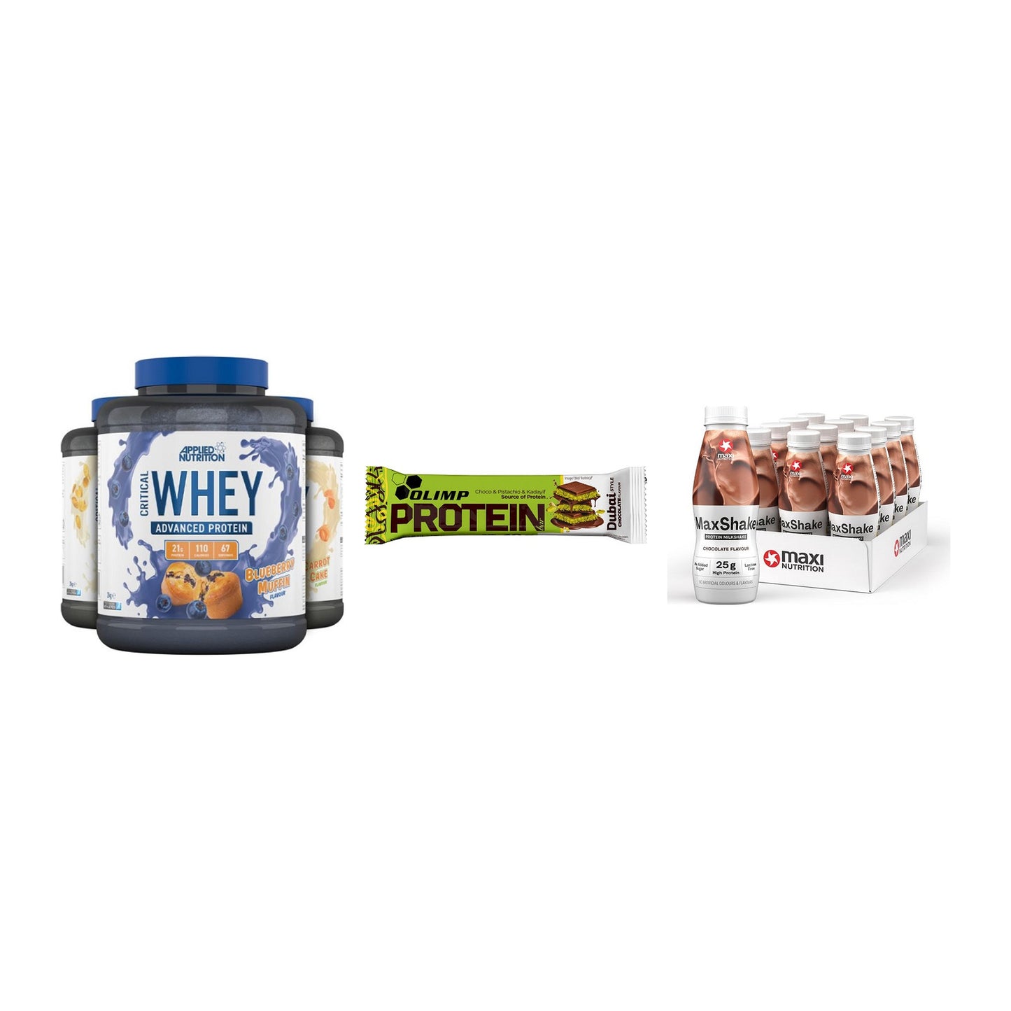 Schokolade Geschmacks-Trio: Applied + 3× Olimp Protein + 1 weitere – alle enthaltenen Artikel