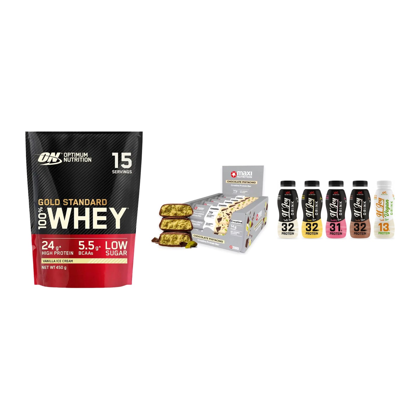 Schokolade Geschmacks-Trio: ON Whey Gold Standard + 2 weitere – alle enthaltenen Artikel