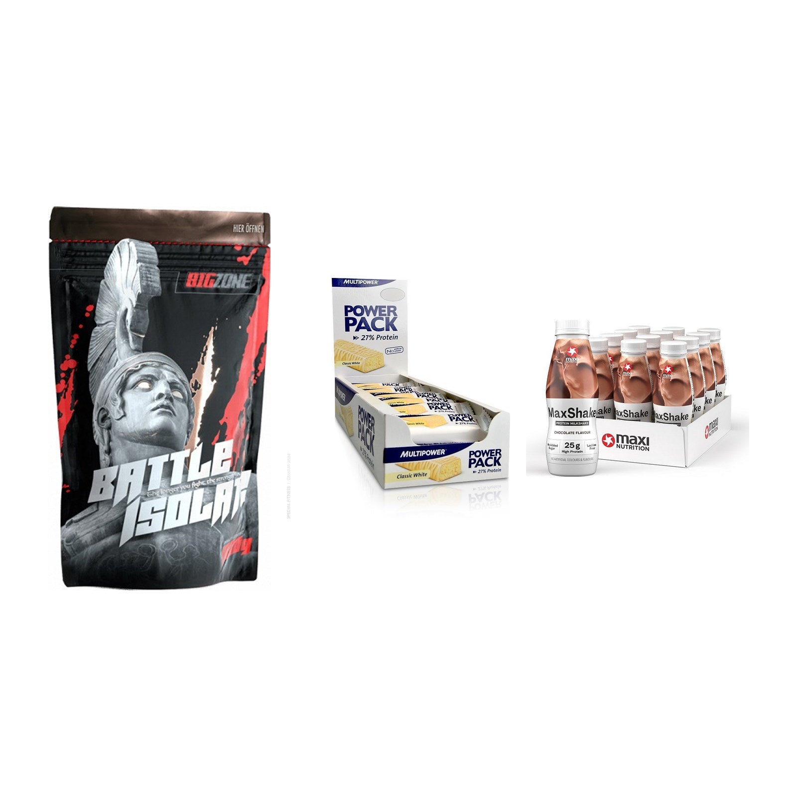 Schokolade Geschmacks-Trio: Big Zone + 3× Multipower + 2× MaxiNutritio – alle enthaltenen Artikel