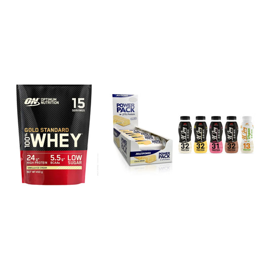 Schokolade Geschmacks-Trio: ON Whey Gold + 3× Multipower + 1 weitere – alle enthaltenen Artikel