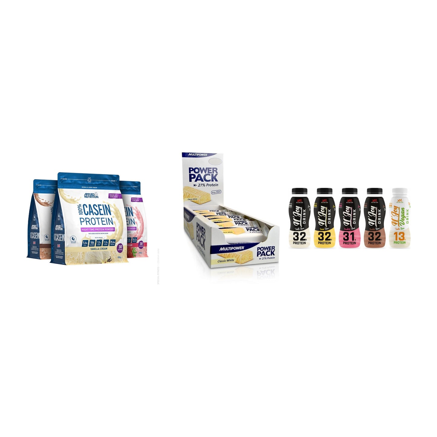 Schokolade Geschmacks-Trio: Applied + 3× Multipower + 2× XXL Nutritio – alle enthaltenen Artikel