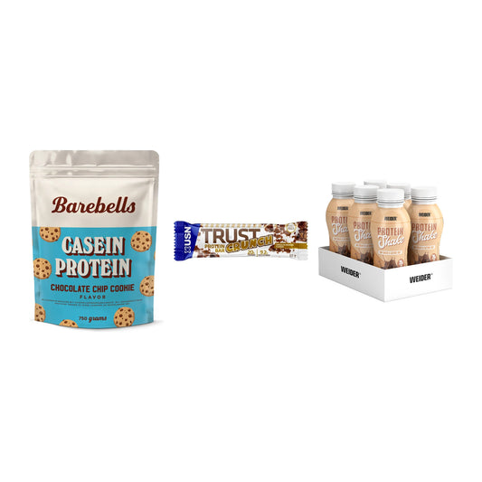 Schokolade Geschmacks-Trio: Barebells + 3× USN TRUST + 2× Weider PROTE – alle enthaltenen Artikel