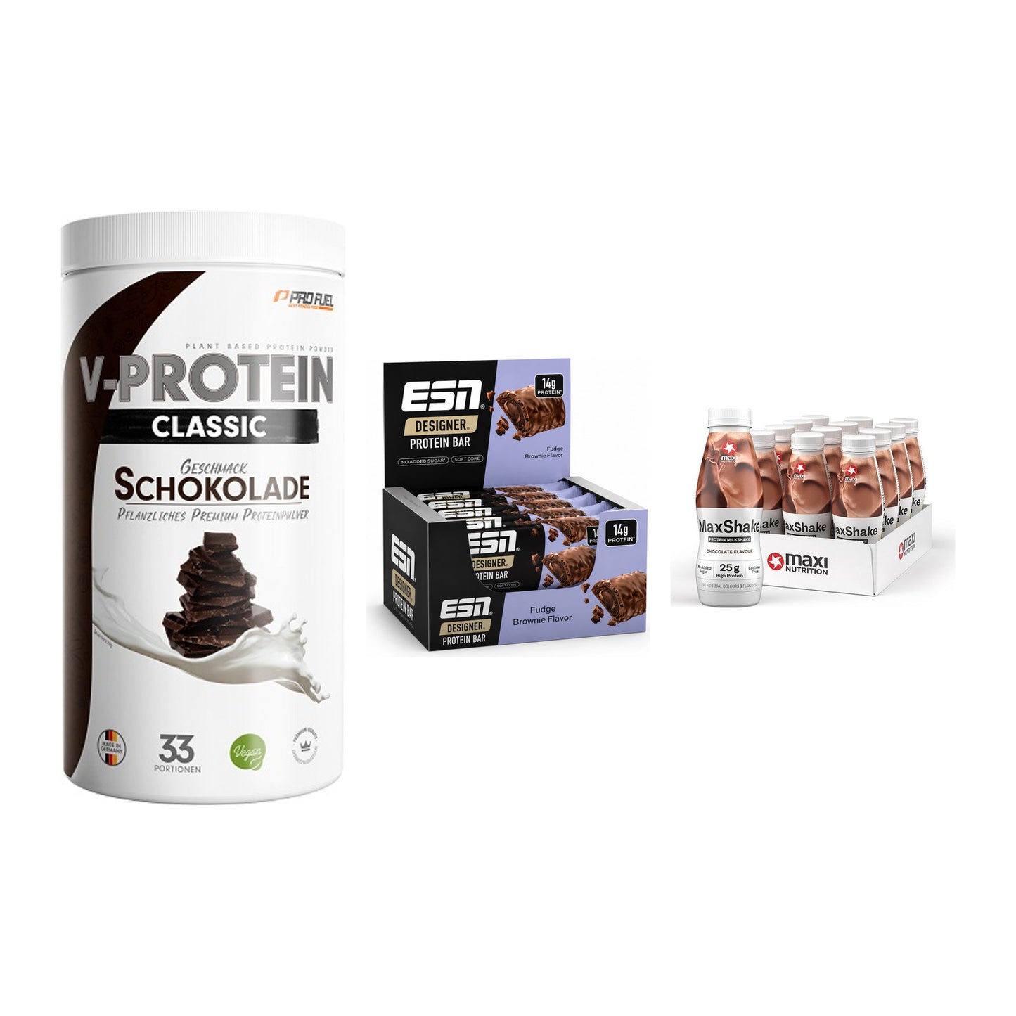 Schokolade Geschmacks-Trio: ProFuel VEGAN PROTEIN + 2 weitere – alle enthaltenen Artikel