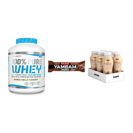 Schokolade Geschmacks-Trio: BioTech 100% + 3× Body Attack + 1 weitere – alle enthaltenen Artikel