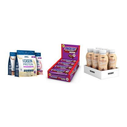 Schokolade Geschmacks-Trio: Applied + 3× Snickers + 2× Weider PROTE – alle enthaltenen Artikel