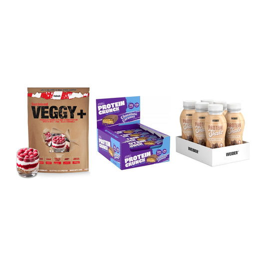 Schokolade Geschmacks-Trio: Sinob VEGGY + 3× Applied + 2× Weider PROTE – alle enthaltenen Artikel