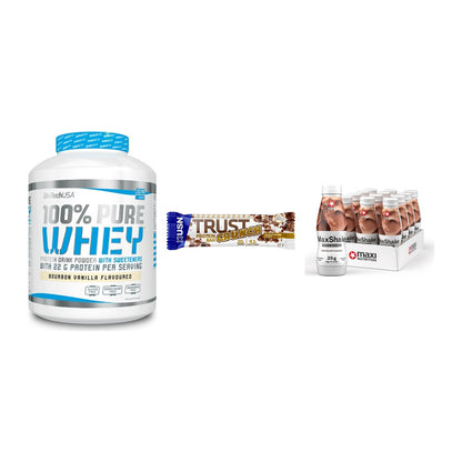 Schokolade Geschmacks-Trio: BioTech 100% + 3× USN TRUST + 1 weitere – alle enthaltenen Artikel