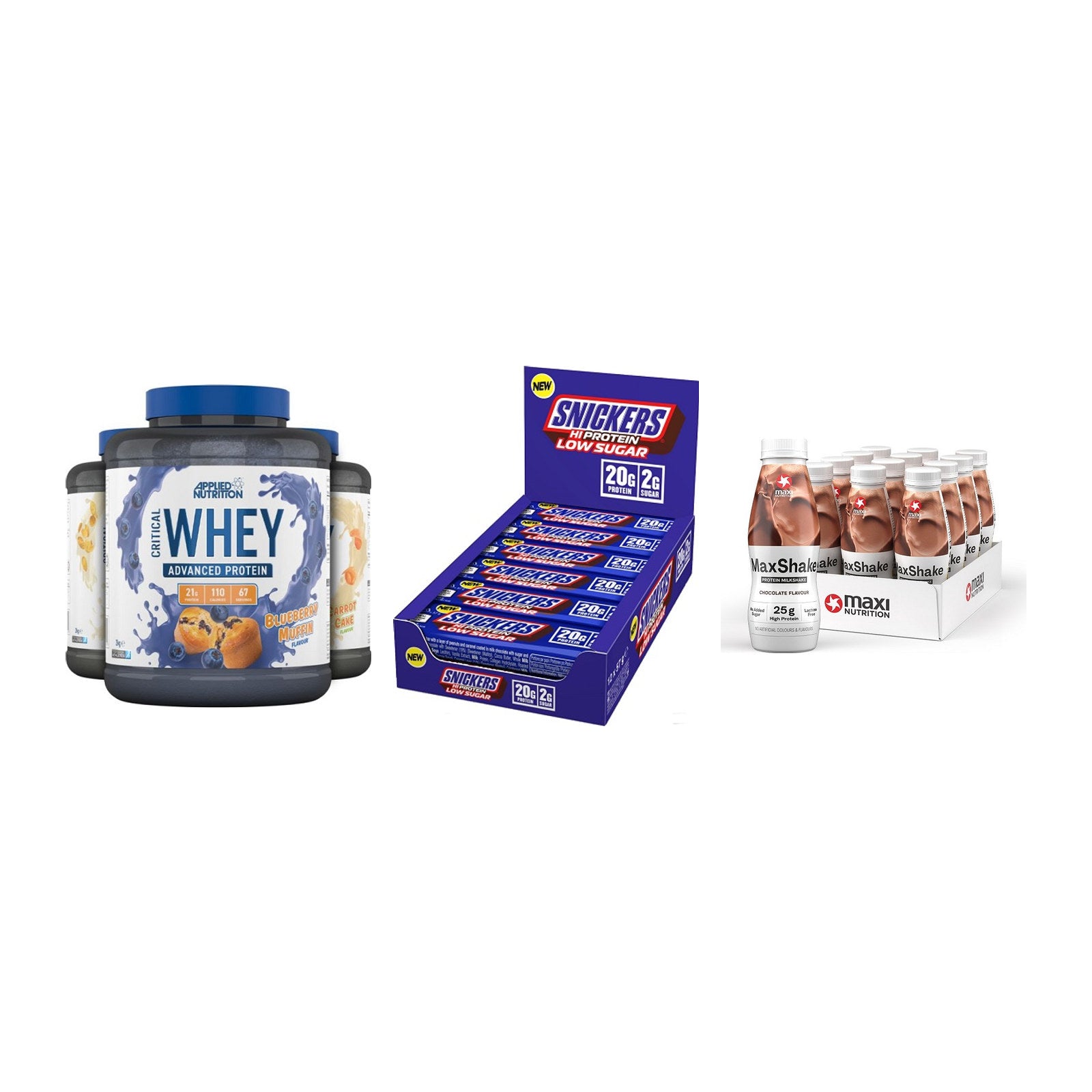 Schokolade Geschmacks-Trio: Applied + 3× Snickers LOW + 1 weitere – alle enthaltenen Artikel