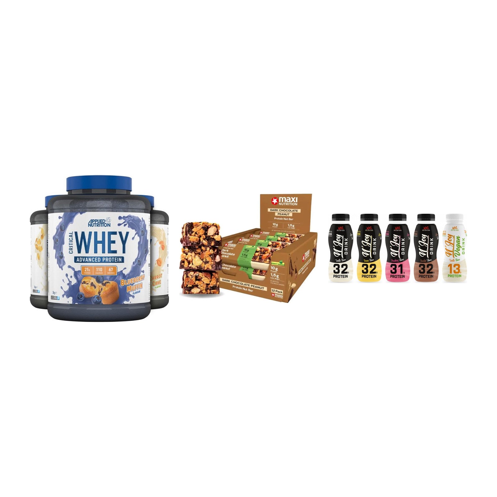Schokolade Geschmacks-Trio: Applied + 3× MaxiNutrition + 1 weitere – alle enthaltenen Artikel